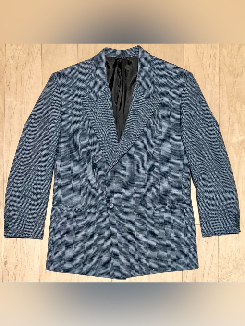 VTG Giorgio Armani Le Collezioni Double Breasted Blazer Gray Plaid Men’s 36R*